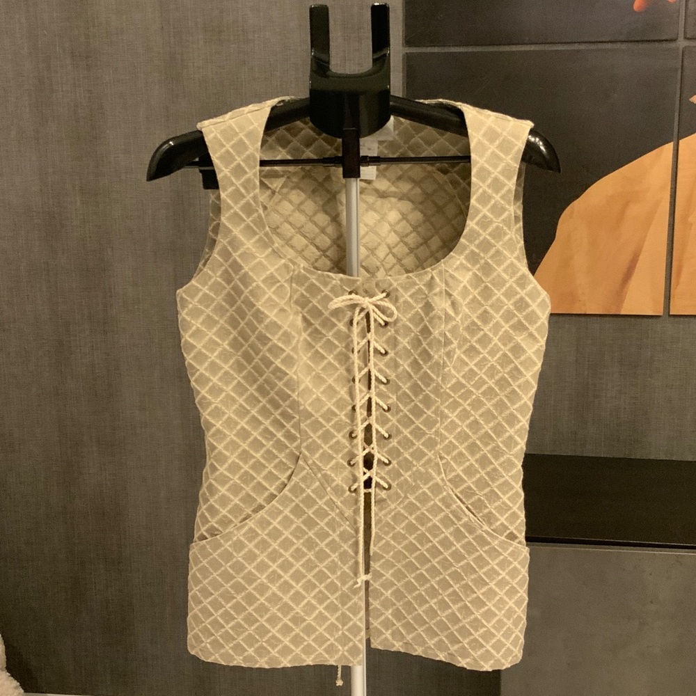 Excalibor Women's Medieval Beige lace up Vest Corset - L